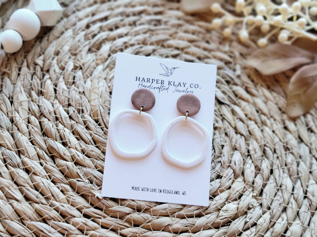 The Organic Circle Set- Polymer Clay Dangle Earrings