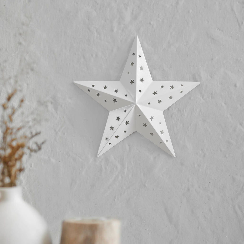 Metal Star Punched White 12x12