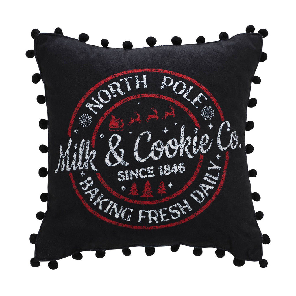 Annie Black Check Milk and Cookies Pillow 12x12