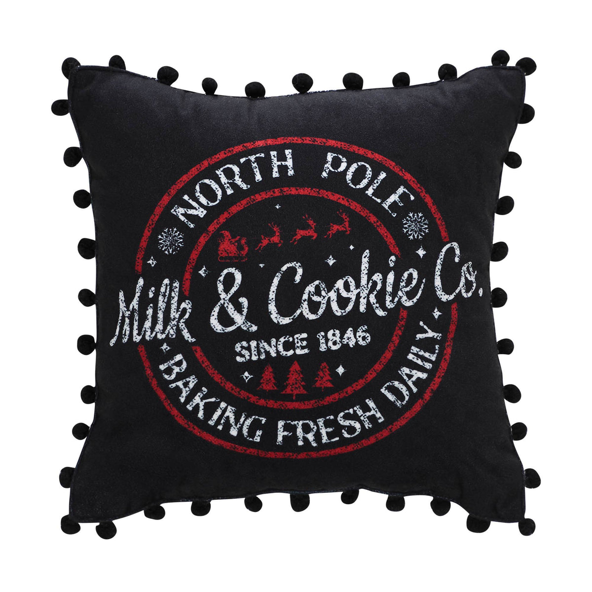 Annie Black Check Milk and Cookies Pillow 12x12