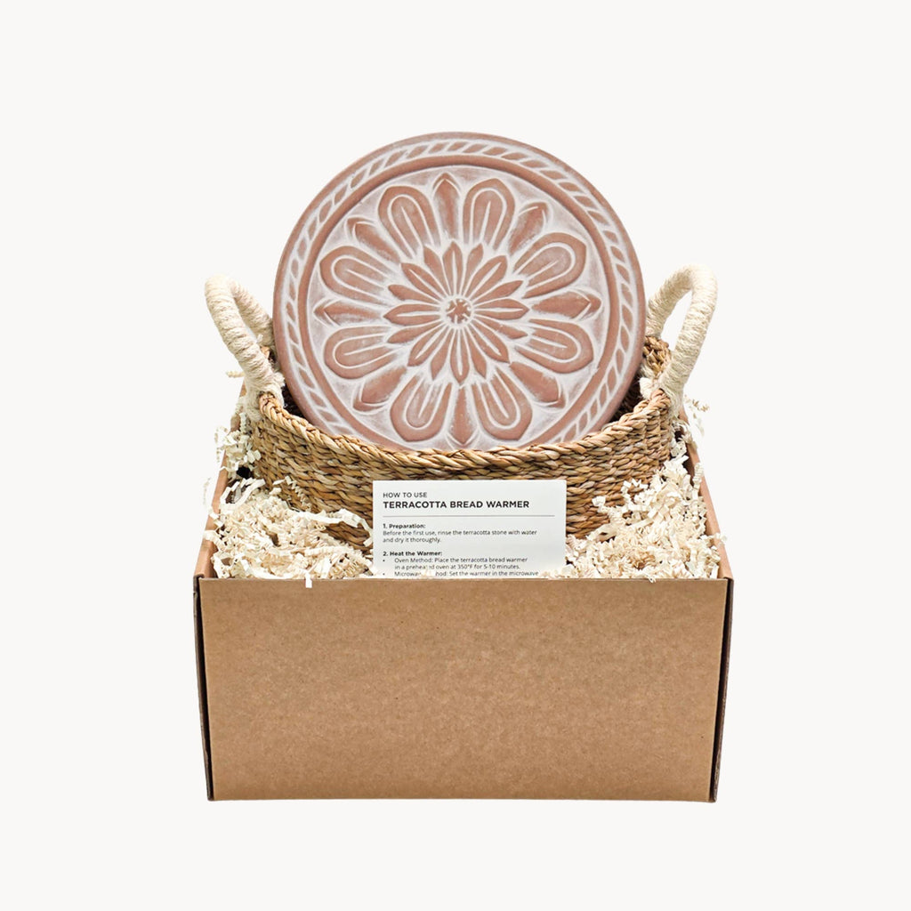 Handmade Bread Warmer & Wicker Basket - Vintage flower