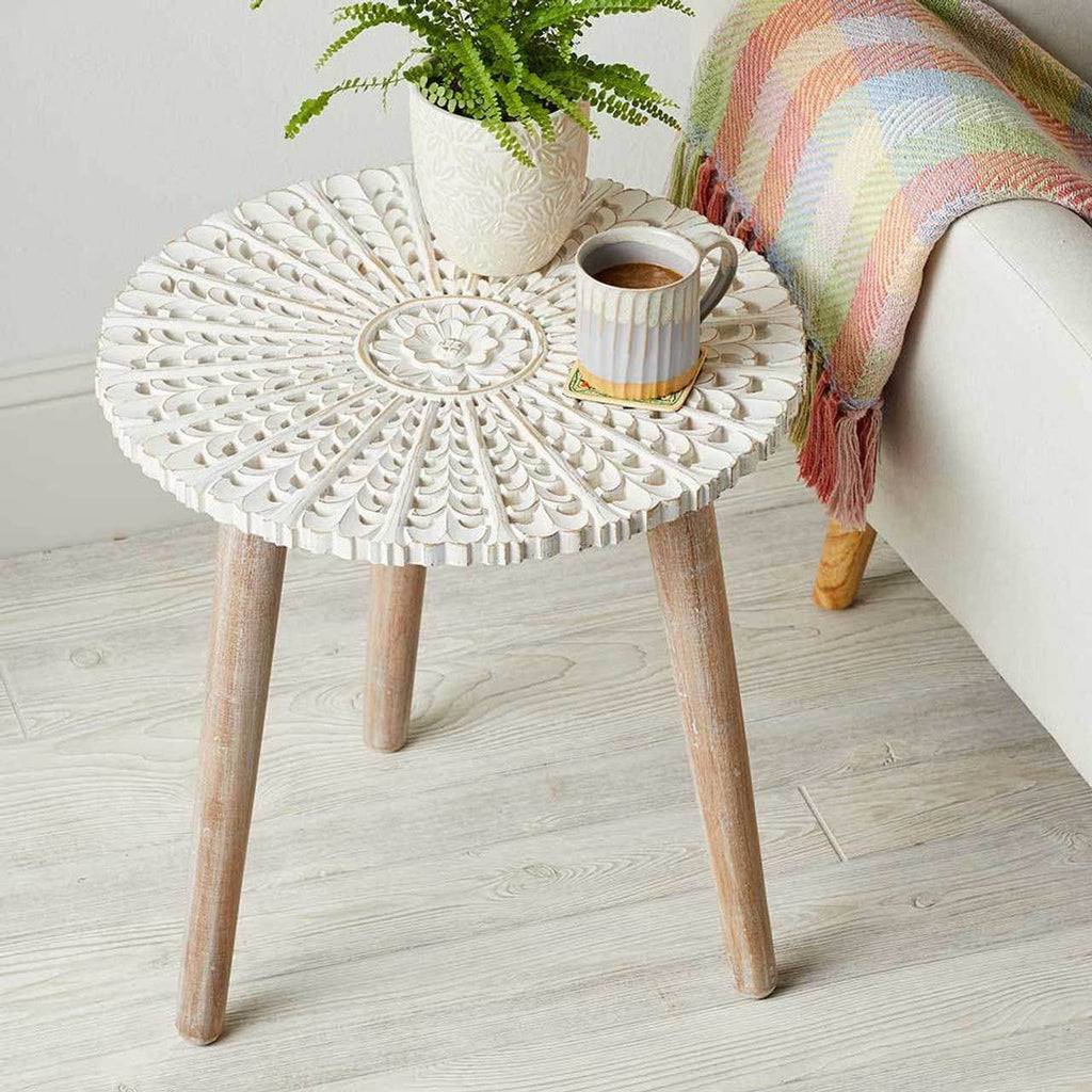 Khilana Carved Side Table