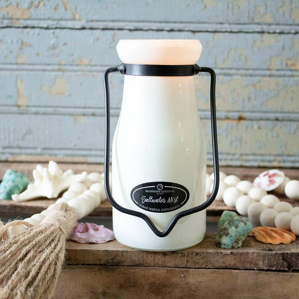 8 oz Milkbottle Candle: Saltwater Mist