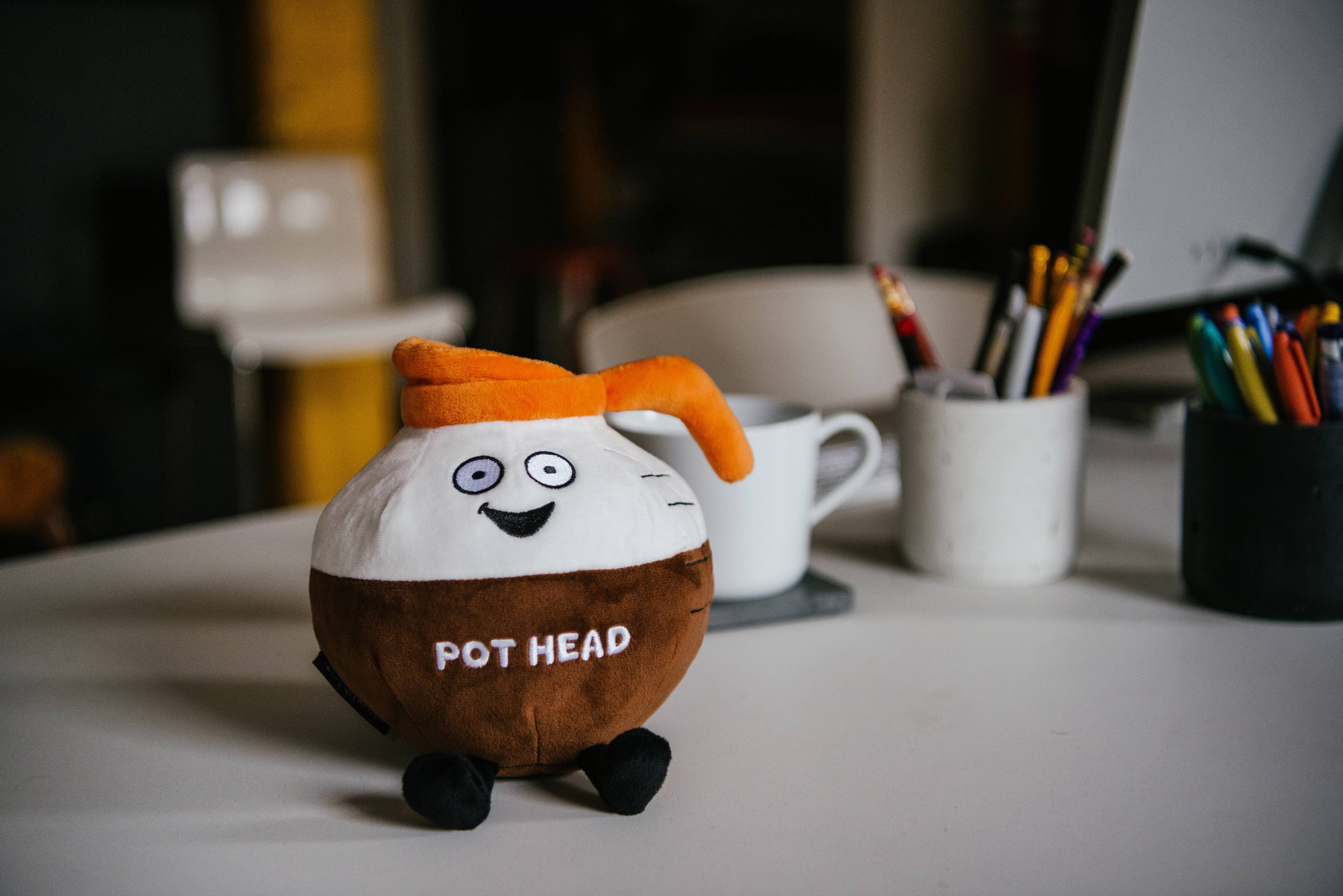 Plush Coffee Pot  Pot Head  Soft Cuddly Perfect Toy Funny