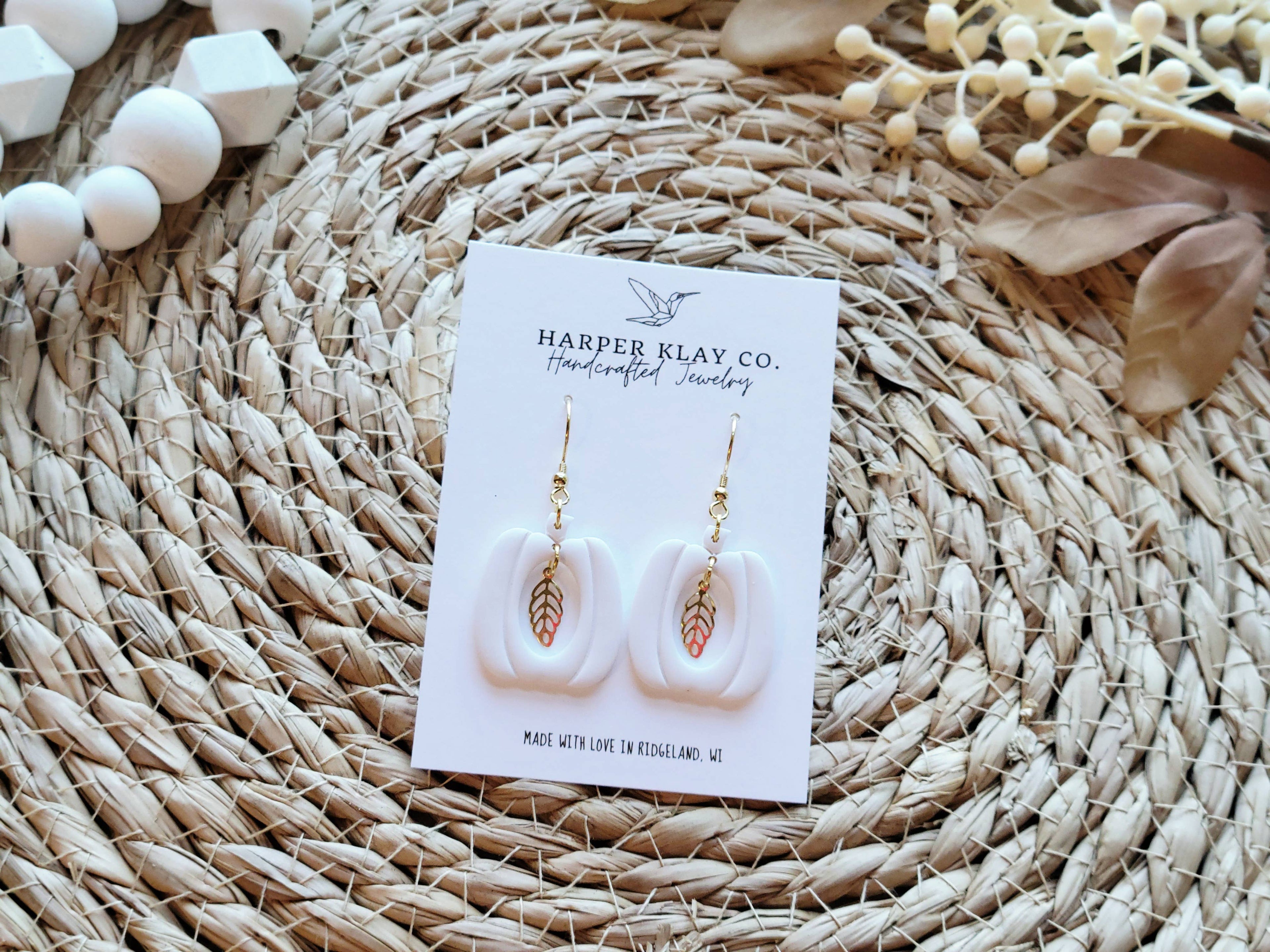 The Pumpkin Leaf Set- Polymer Clay Dangle Earrings