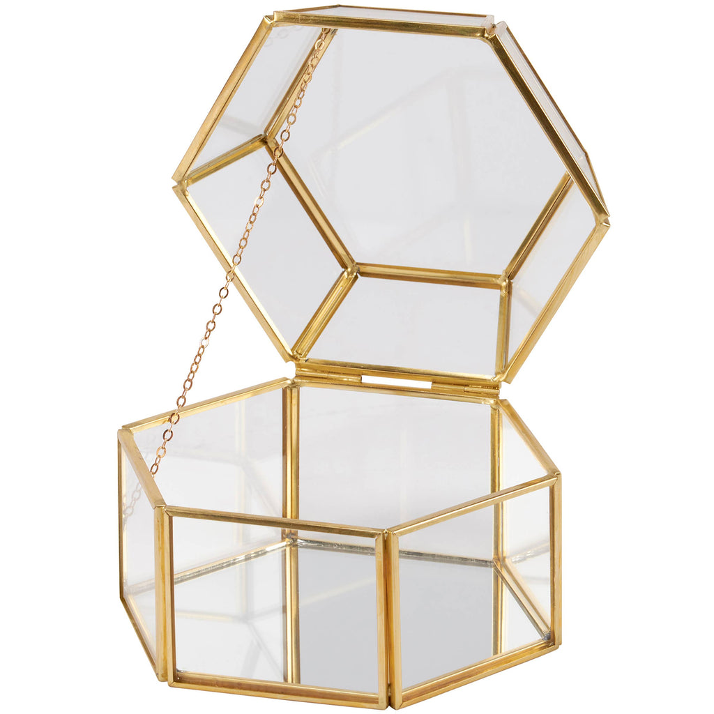 Glass Hexagon Hinged Box