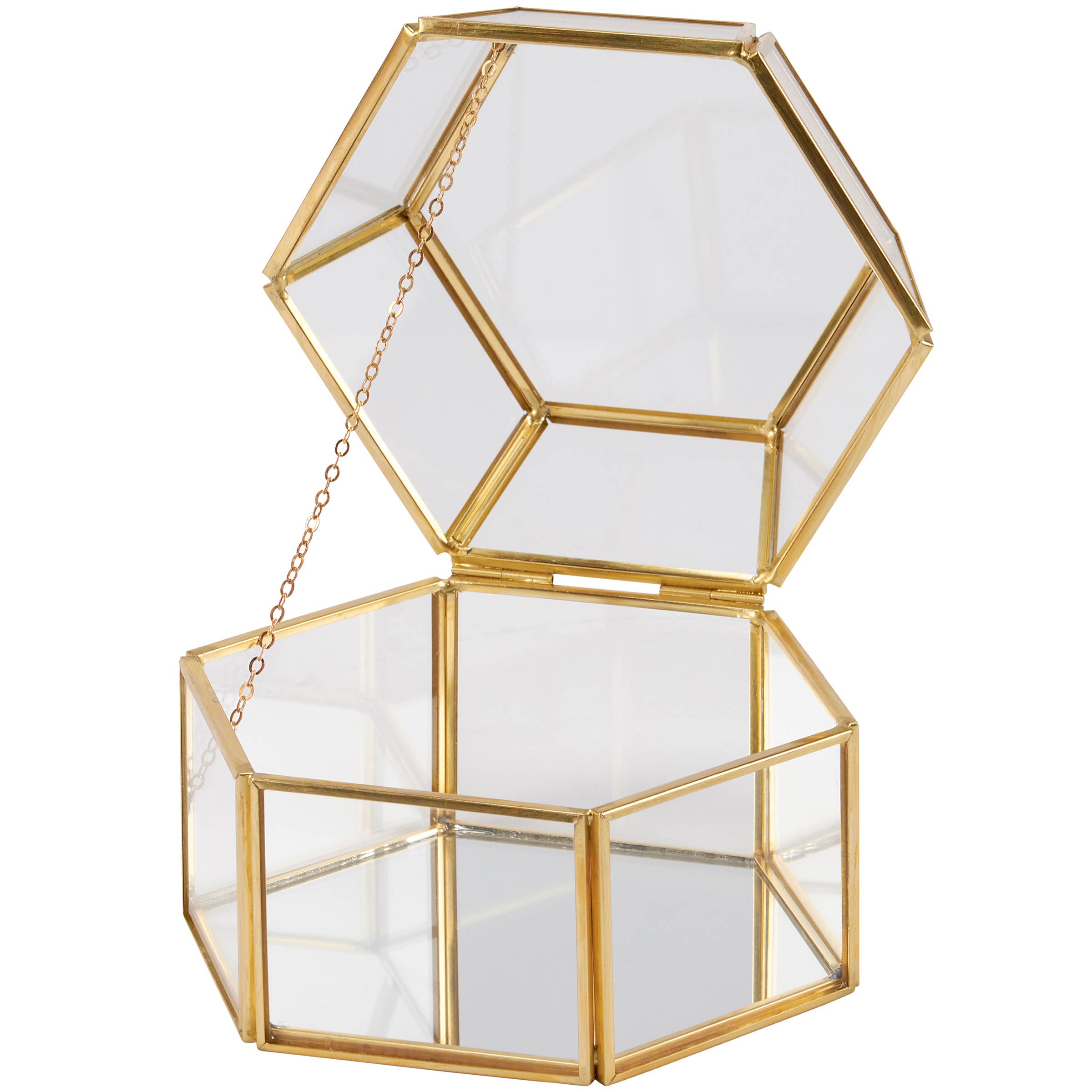Glass Hexagon Hinged Box