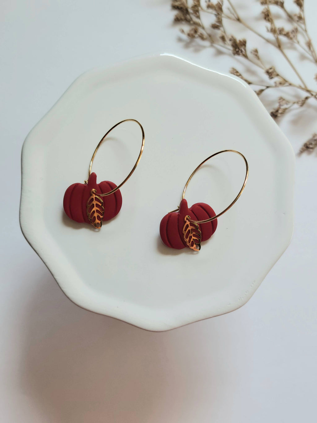 The Pumpkin Hoops - Fall Polymer Clay Earrings