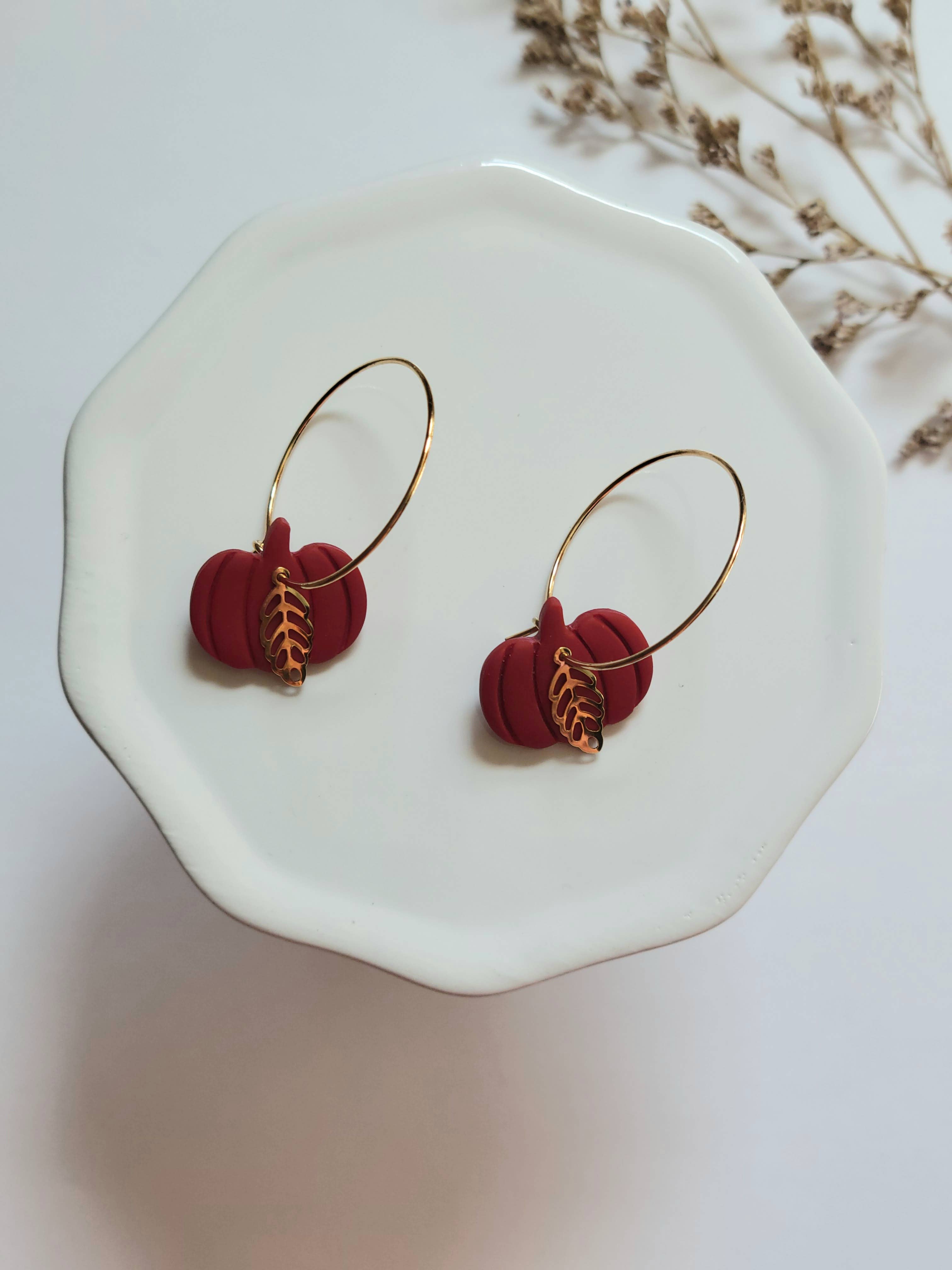 The Pumpkin Hoops - Fall Polymer Clay Earrings