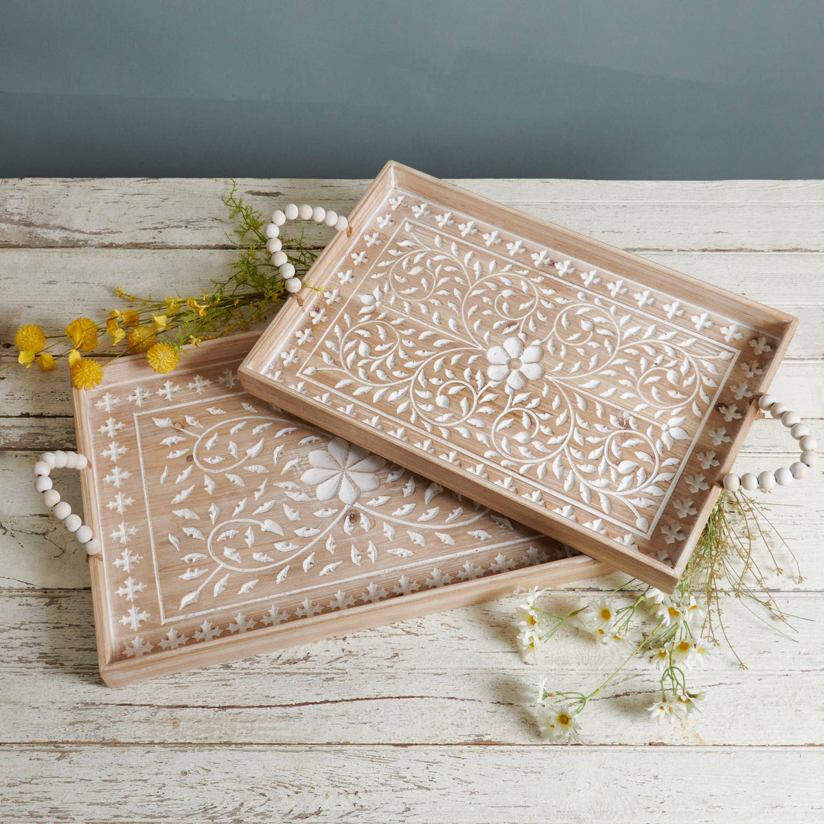 Floral Wooden Tray