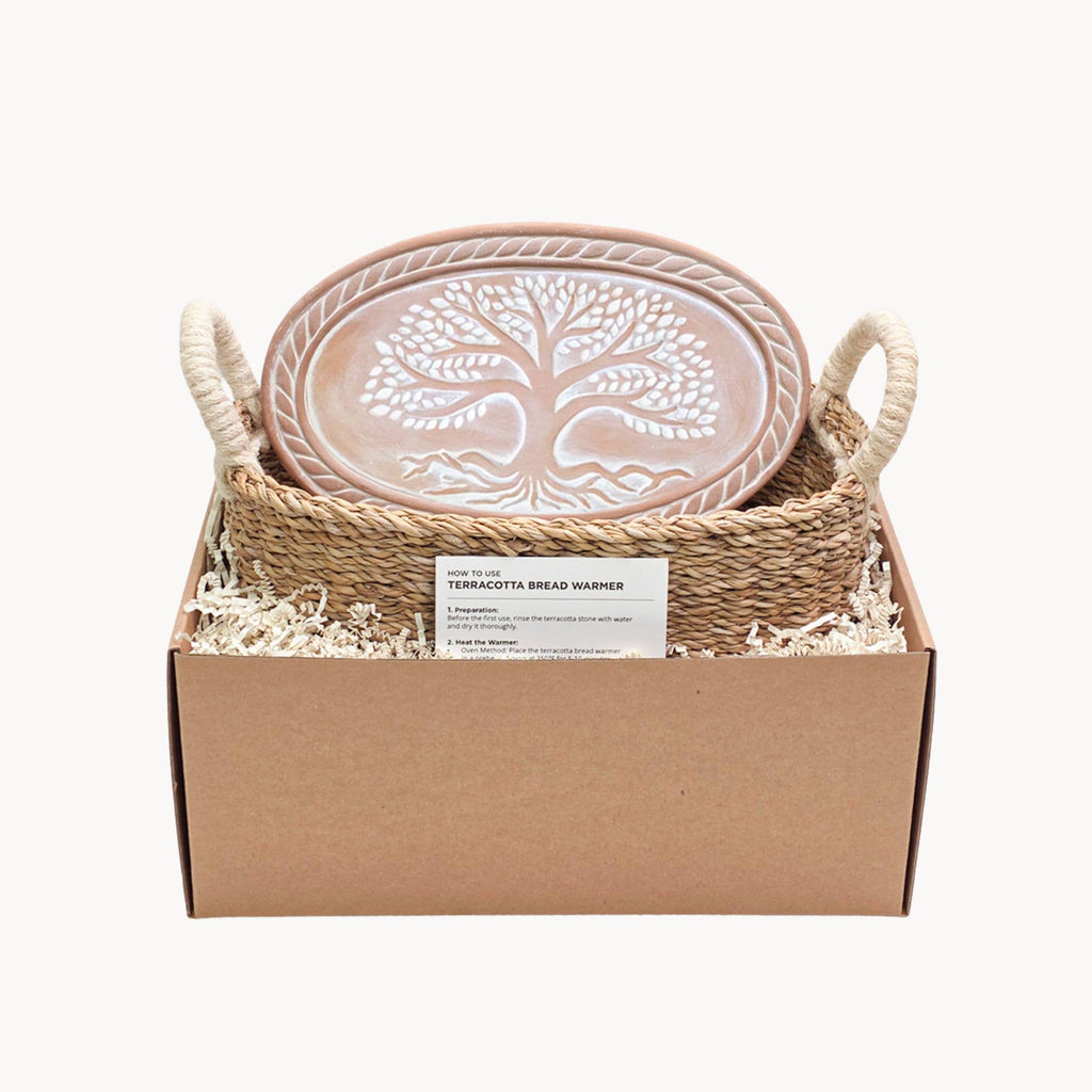 Handmade Bread Warmer & Wicker Basket - Tree of Life Oval