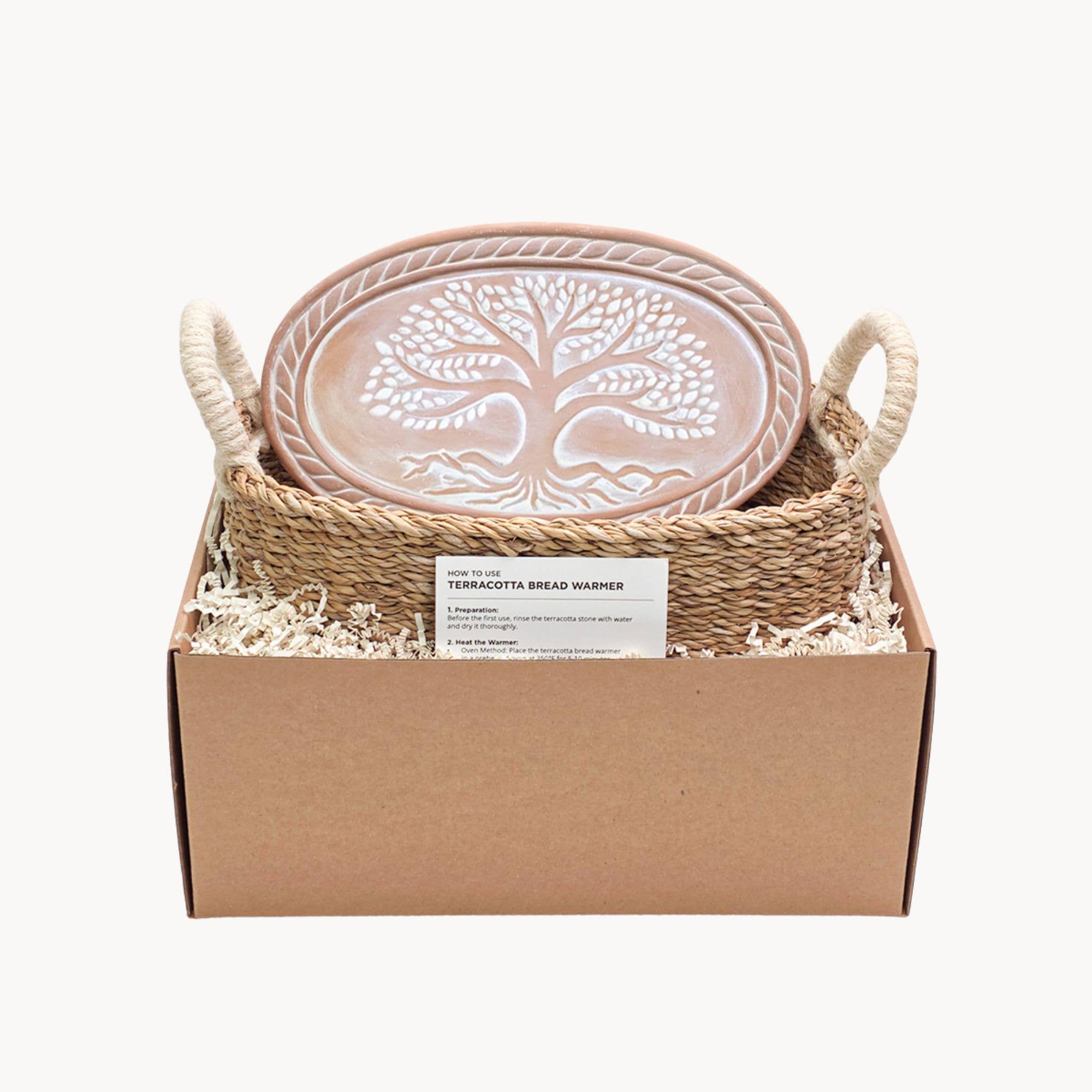 Handmade Bread Warmer & Wicker Basket - Tree of Life Oval