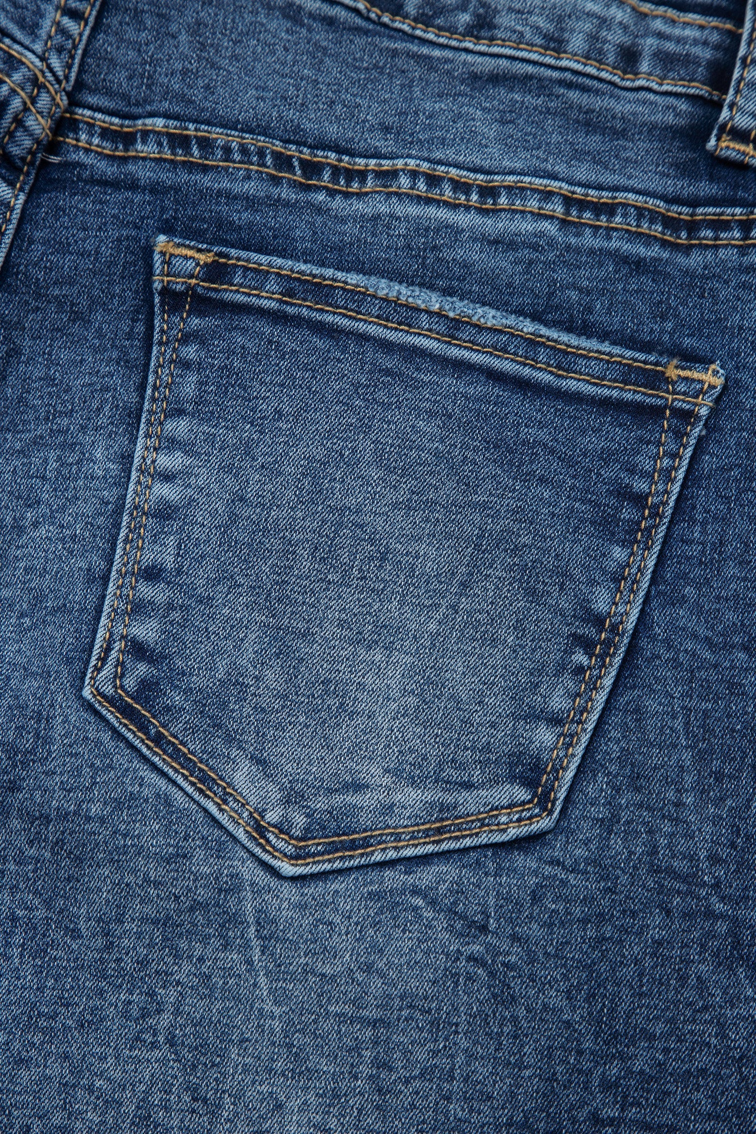 Sail Blue Acid Wash Pocket Detail Flare Jeans