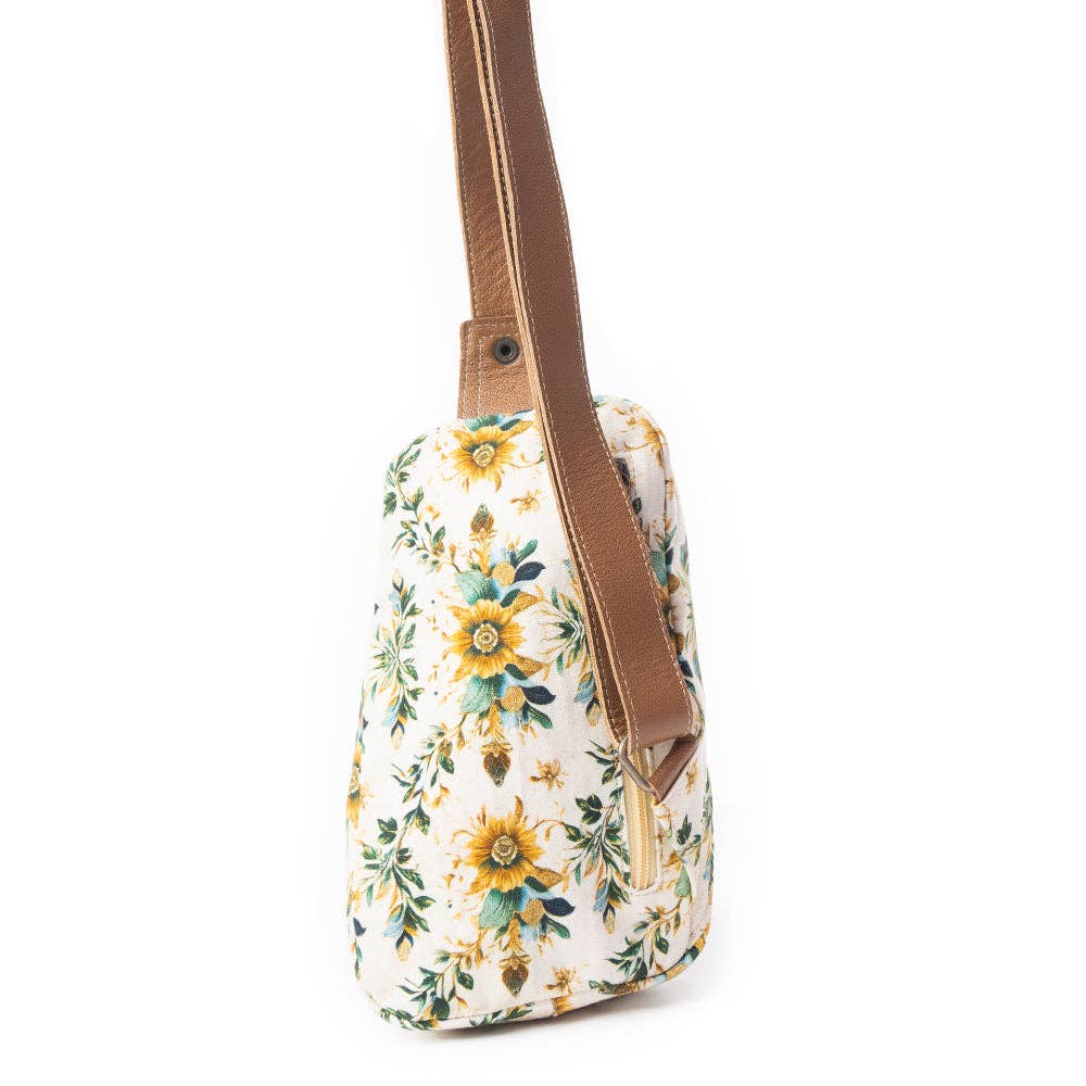 Oasis Blooms Fanny Pack In Brown & White Myra Bag