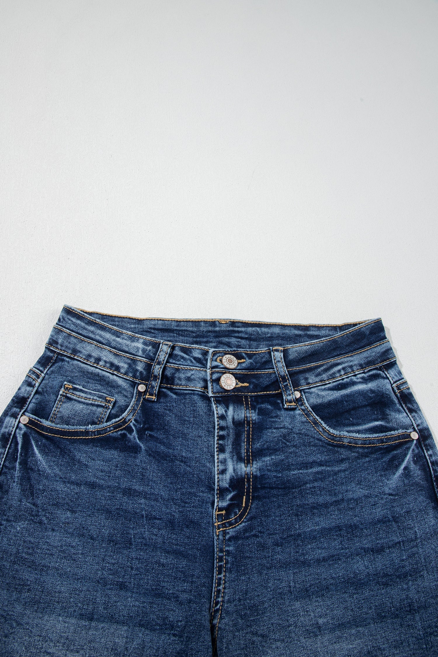 Sail Blue Acid Wash Pocket Detail Flare Jeans