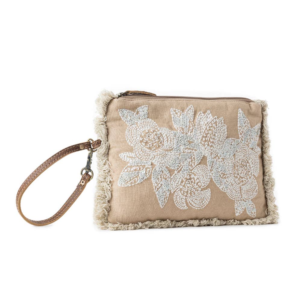 Meadow Lace Embroided Pouch in Ivory Bloom Myra Bag
