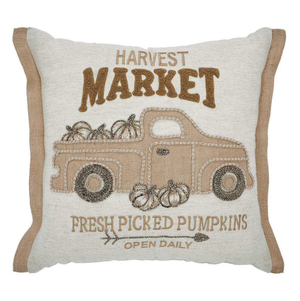 Autumn Fall Farmhouse Pumpkin Truck Decorative Throw Pillow 18x18 Home Accent