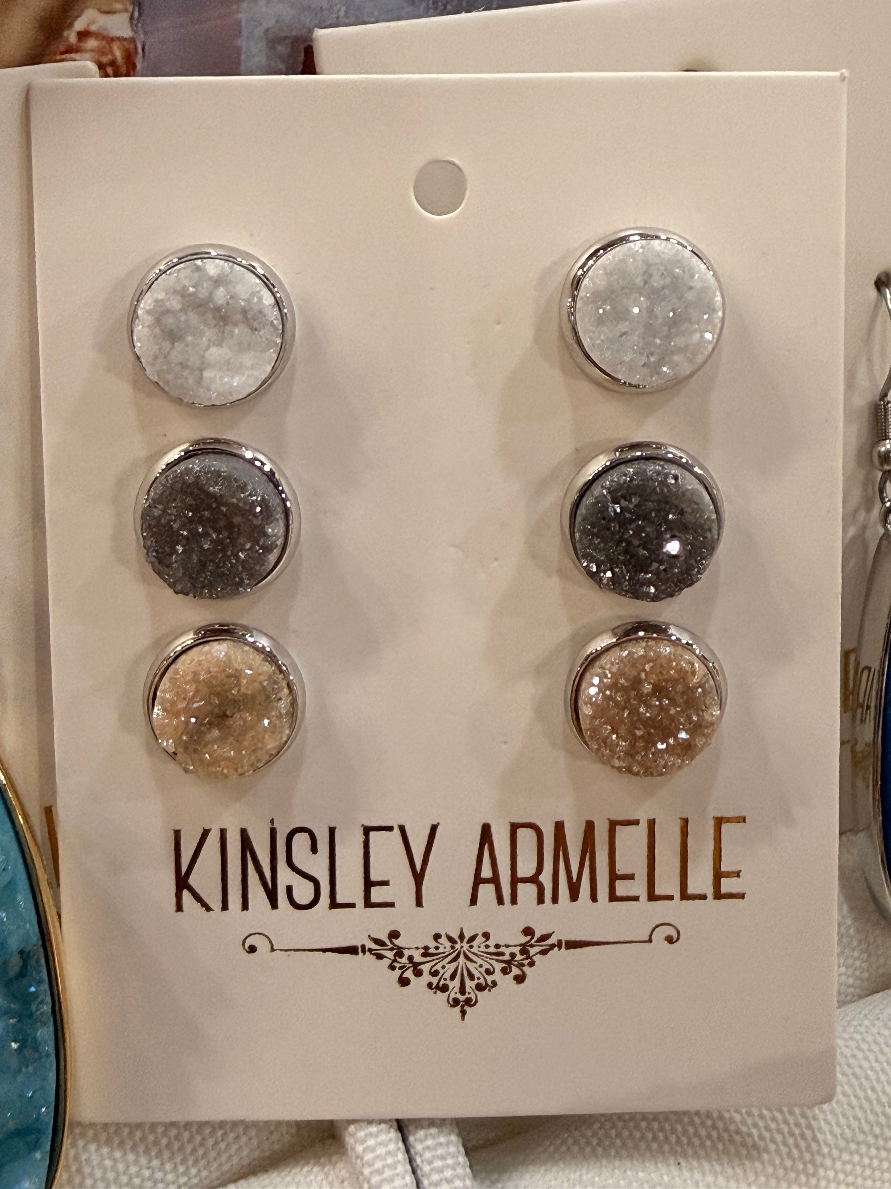 Kinsley Armelle Stone Collection - Silver Quartz Earring Set