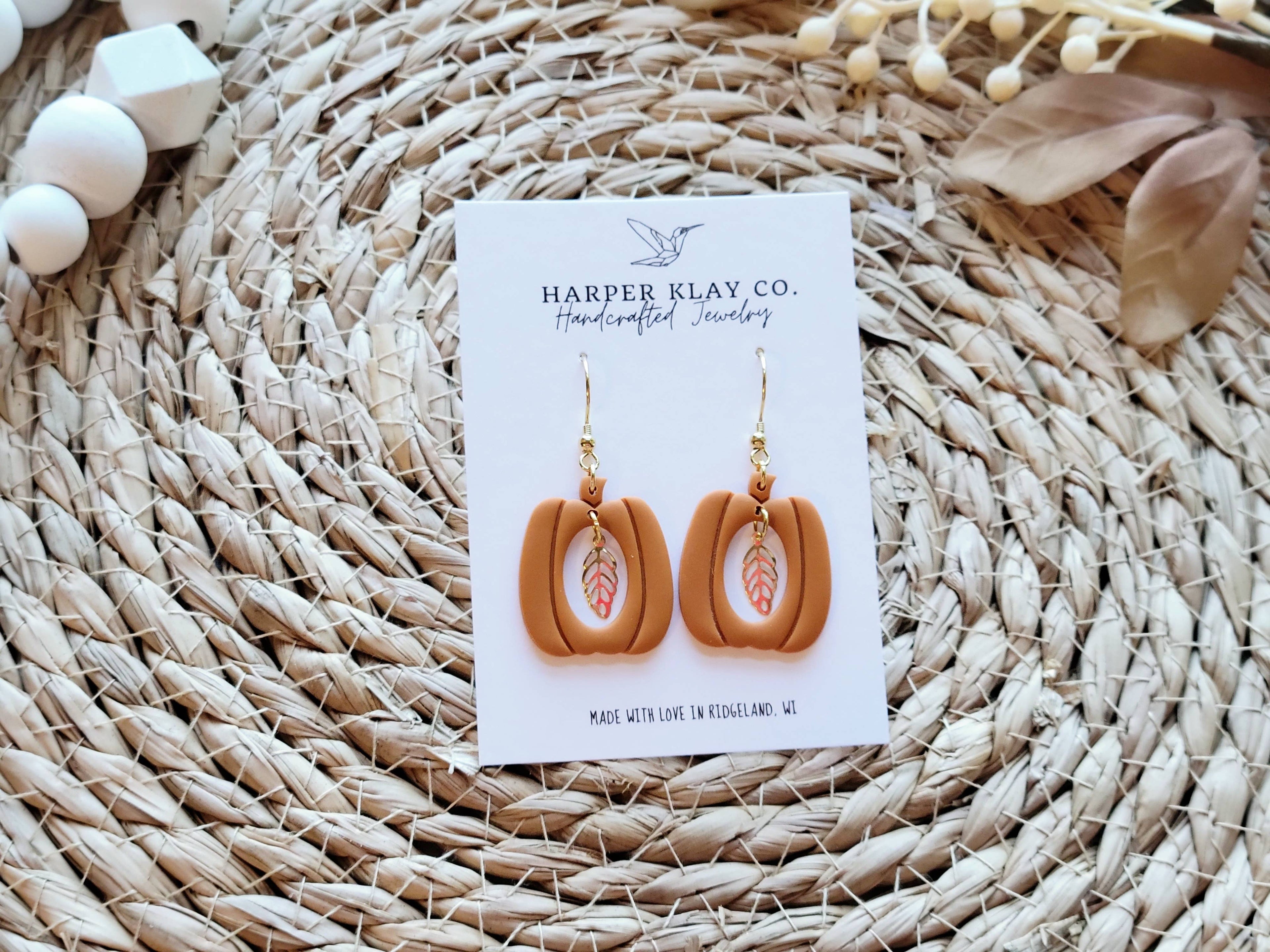 The Pumpkin Leaf Set- Polymer Clay Dangle Earrings