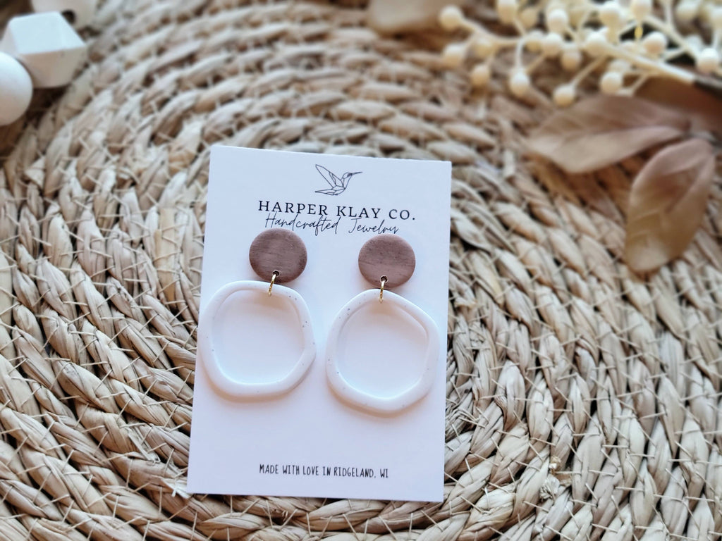 The Organic Circle Set- Polymer Clay Dangle Earrings