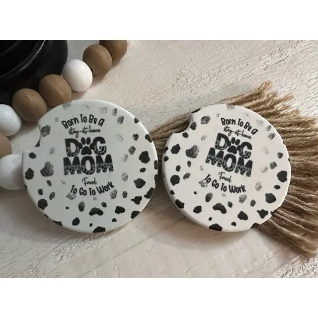 Born to be a Dog Mom Ceramic Car Coaster