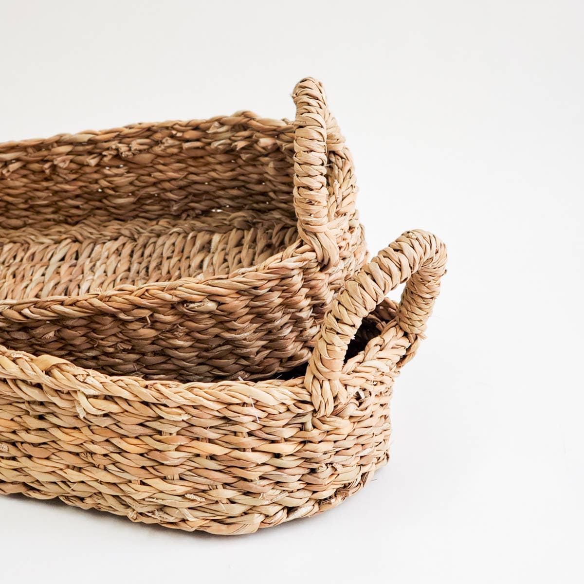 Handwoven Savar Bread Basket with Natural Handle