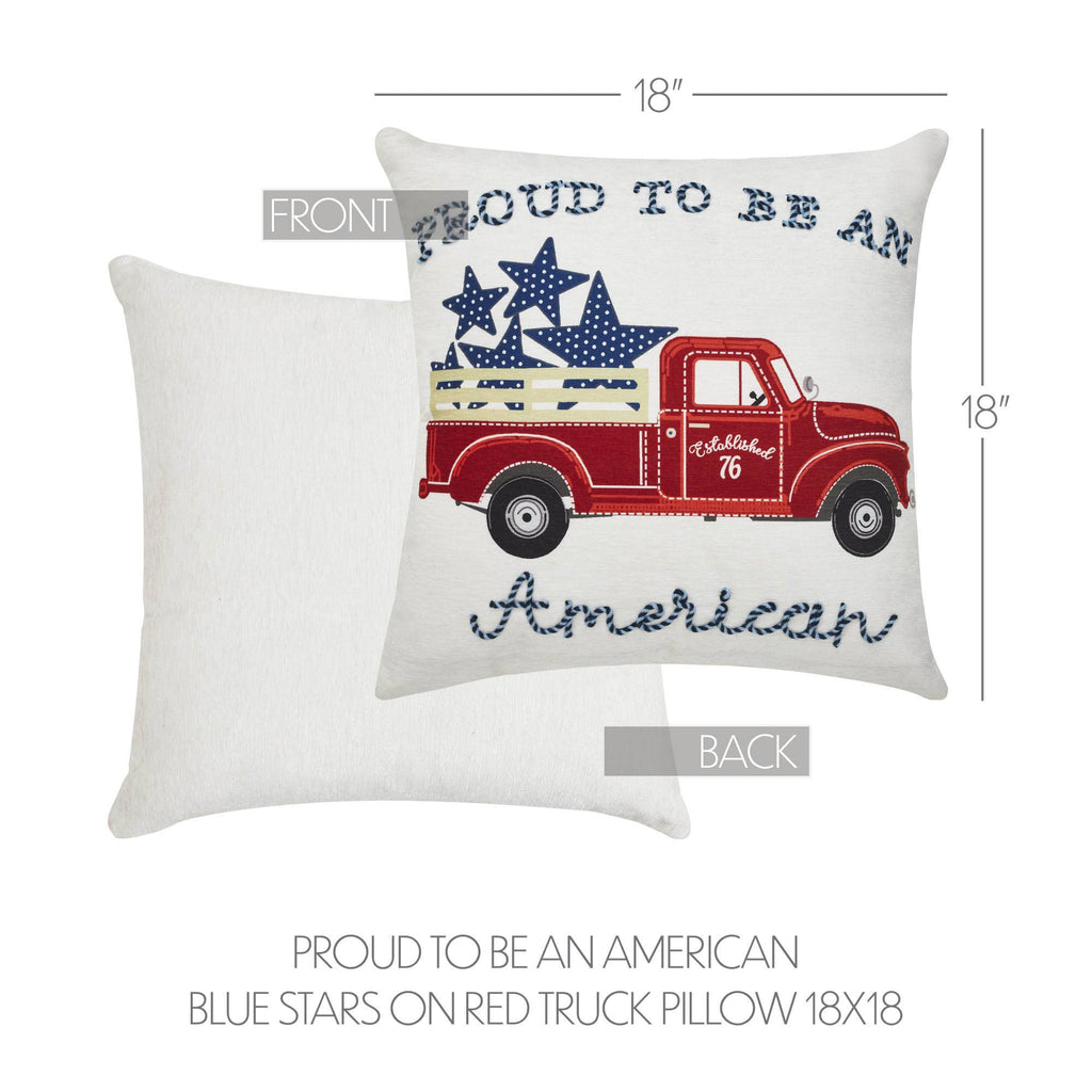 Patriotic Red Truck Throw Pillow 18x18