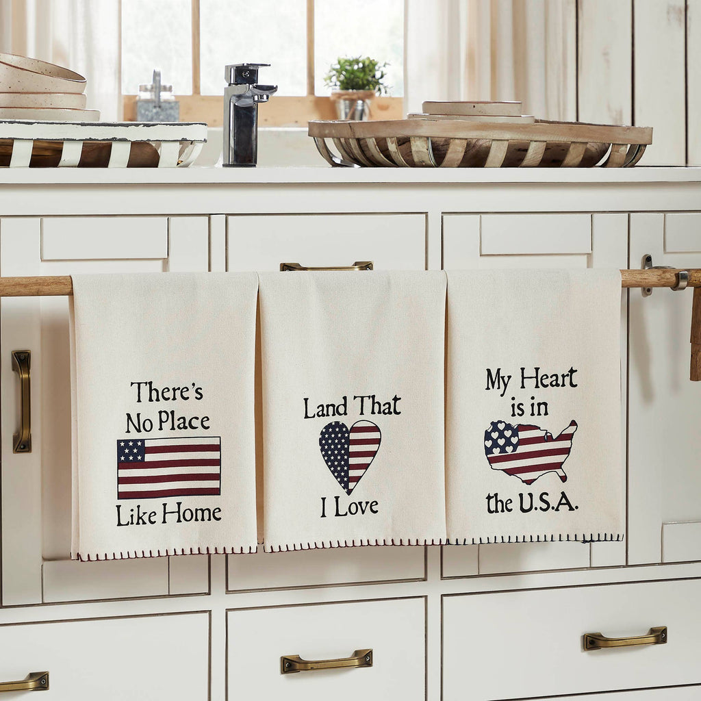 The Land That I Love Americana Tea Towel Set of 3 16x28