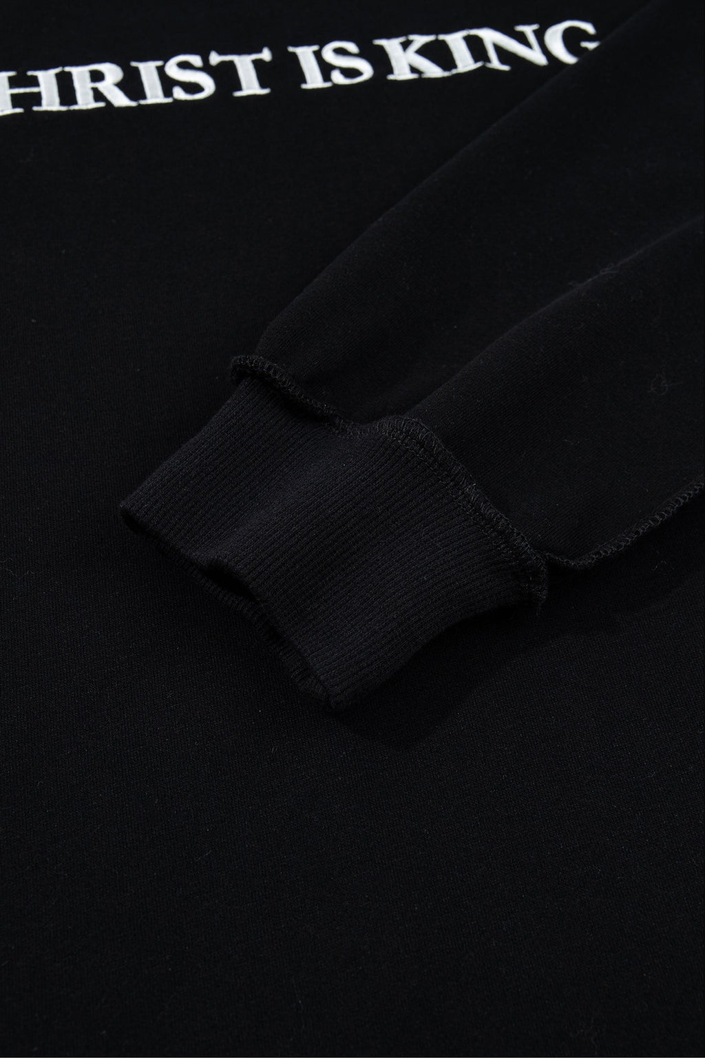 Black CHRIST IS KING Embroidery High Neck Baggy Sweatshirt
