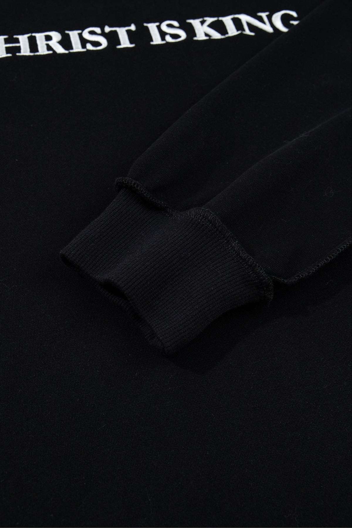 Black CHRIST IS KING Embroidery High Neck Baggy Sweatshirt