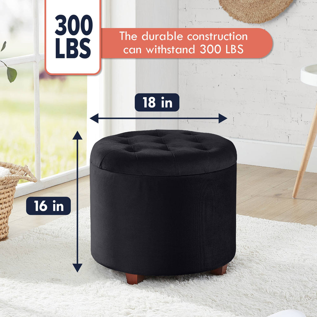 Donovan Round Tufted Storage Ottoman