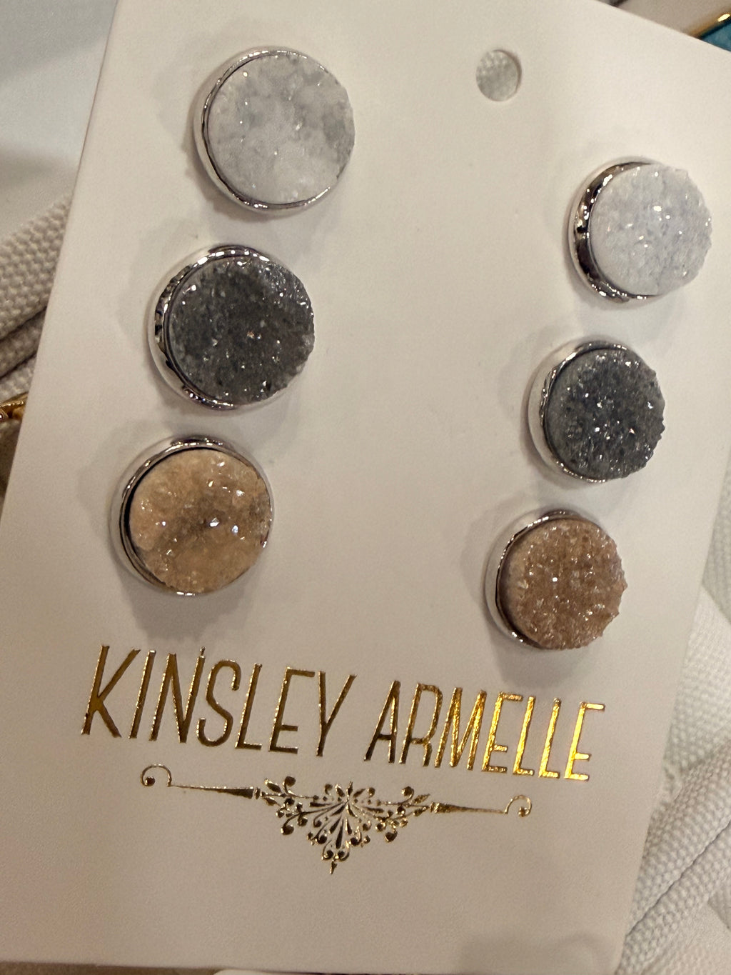 Kinsley Armelle Stone Collection - Silver Quartz Earring Set