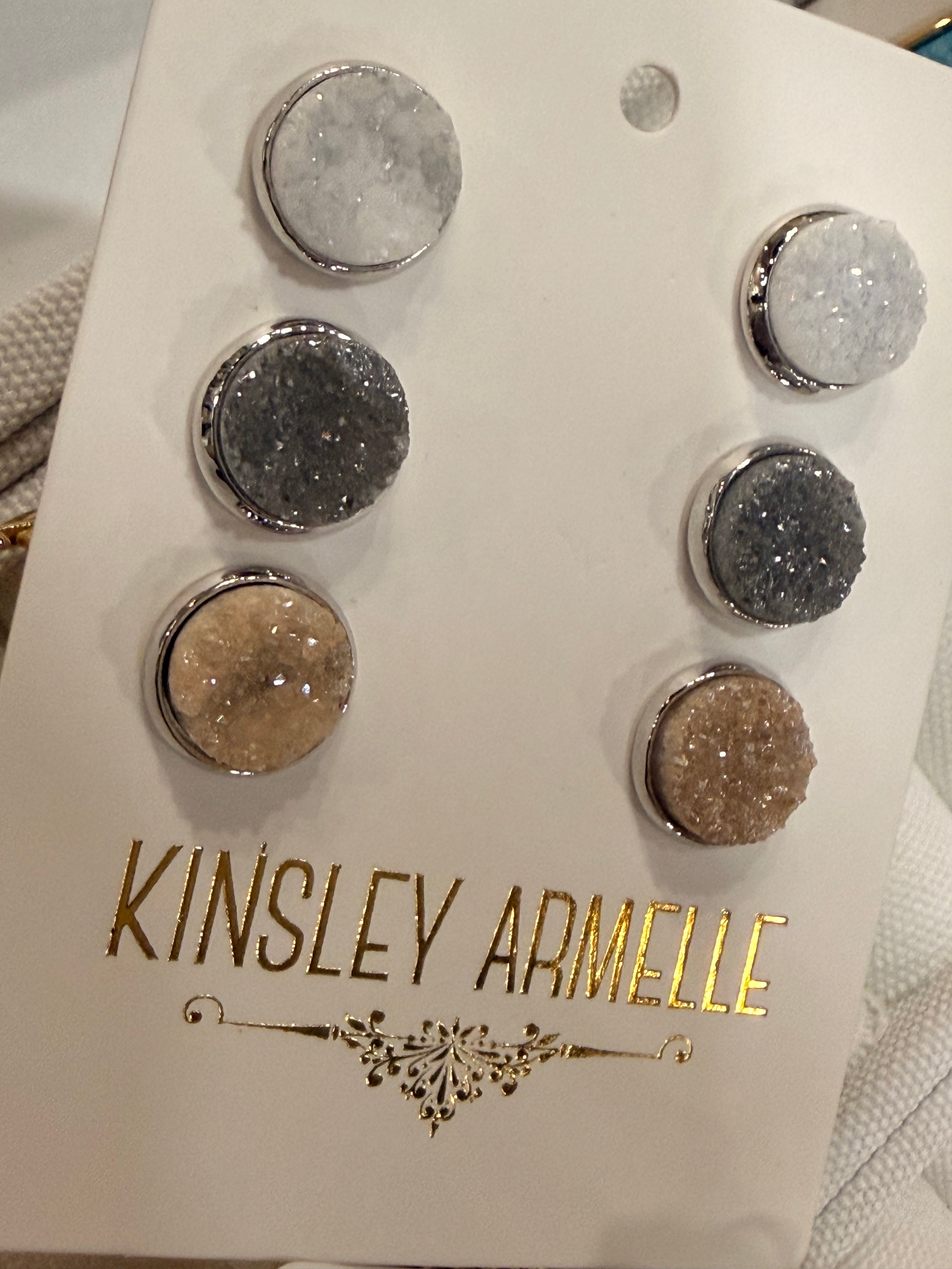 Kinsley Armelle Stone Collection - Silver Quartz Earring Set
