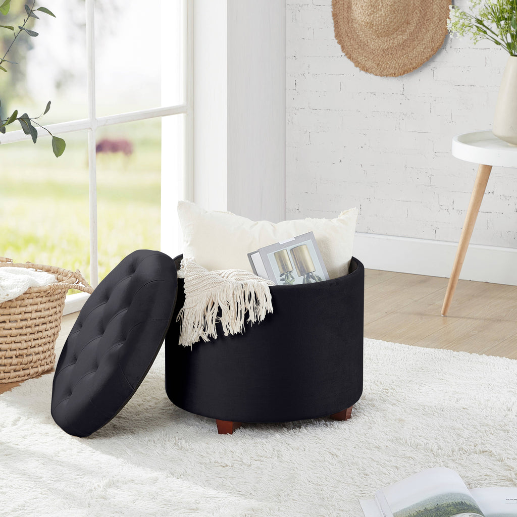 Donovan Round Tufted Storage Ottoman