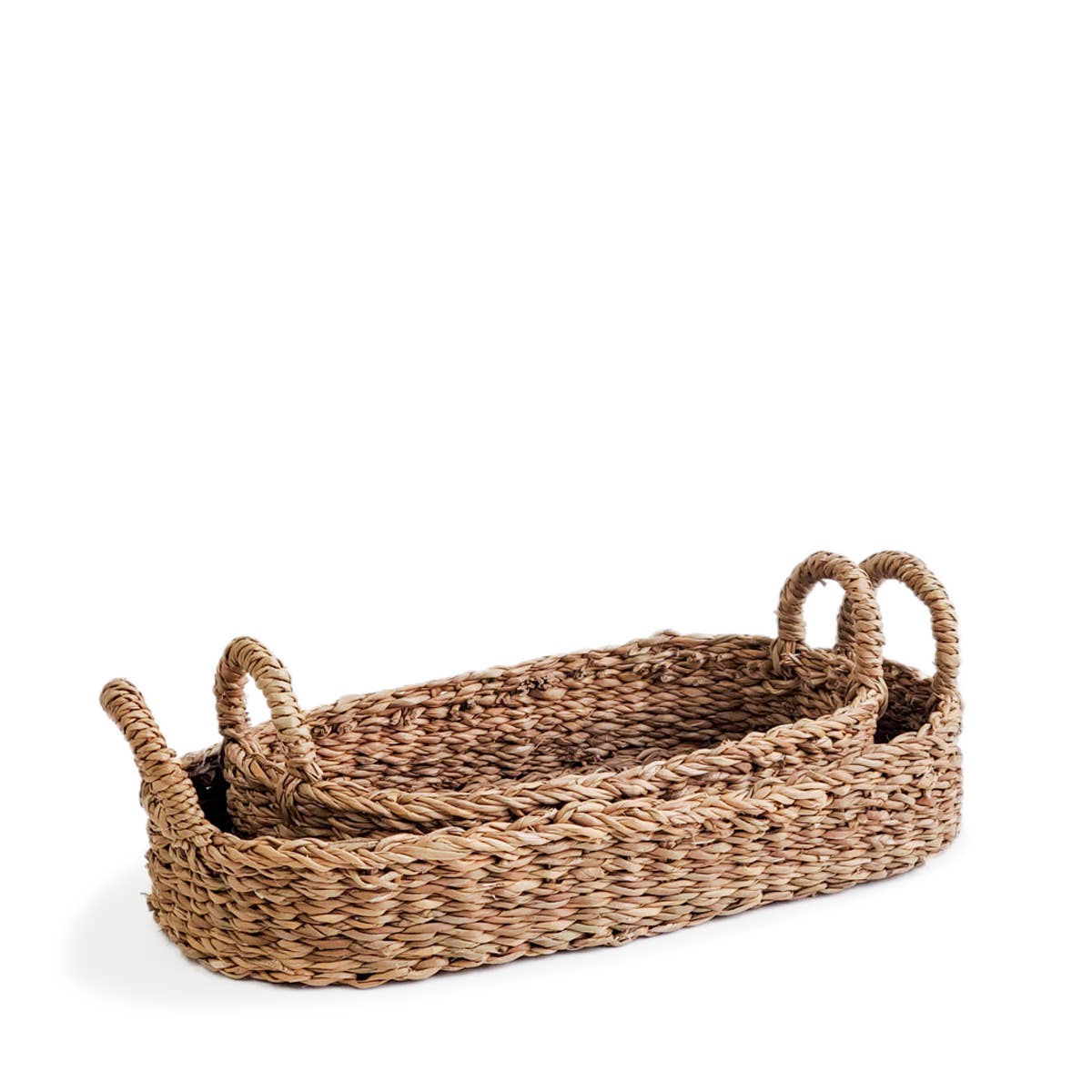 Handwoven Savar Bread Basket with Natural Handle
