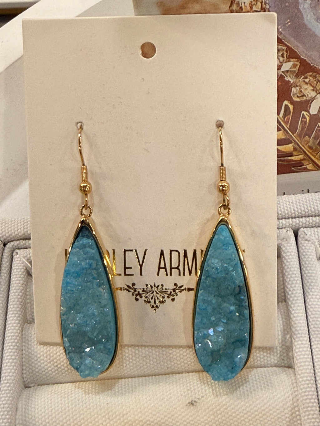 Kinsley Armelle Gold Azure Quartz Drop Earrings