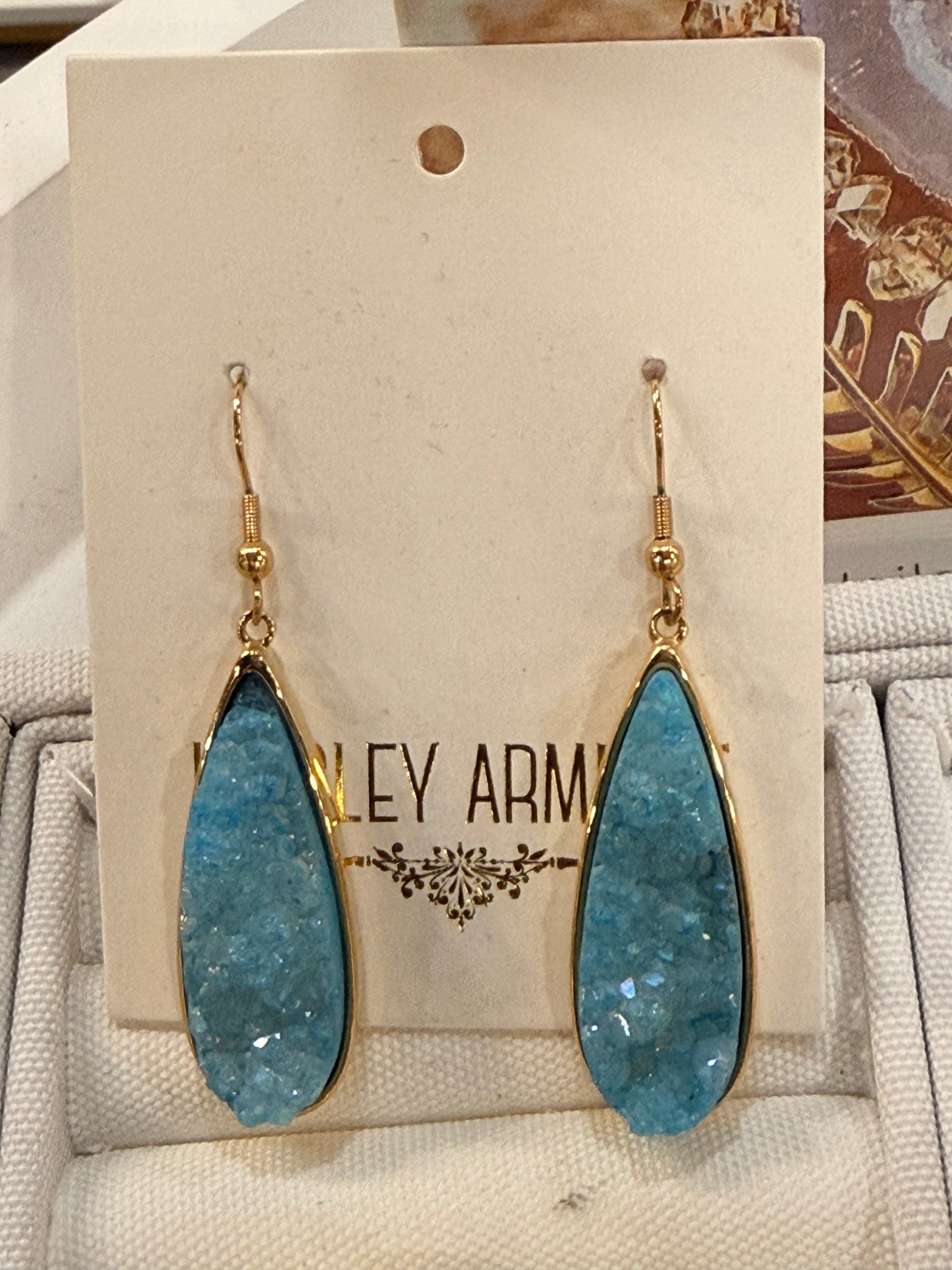 Kinsley Armelle Gold Azure Quartz Drop Earrings