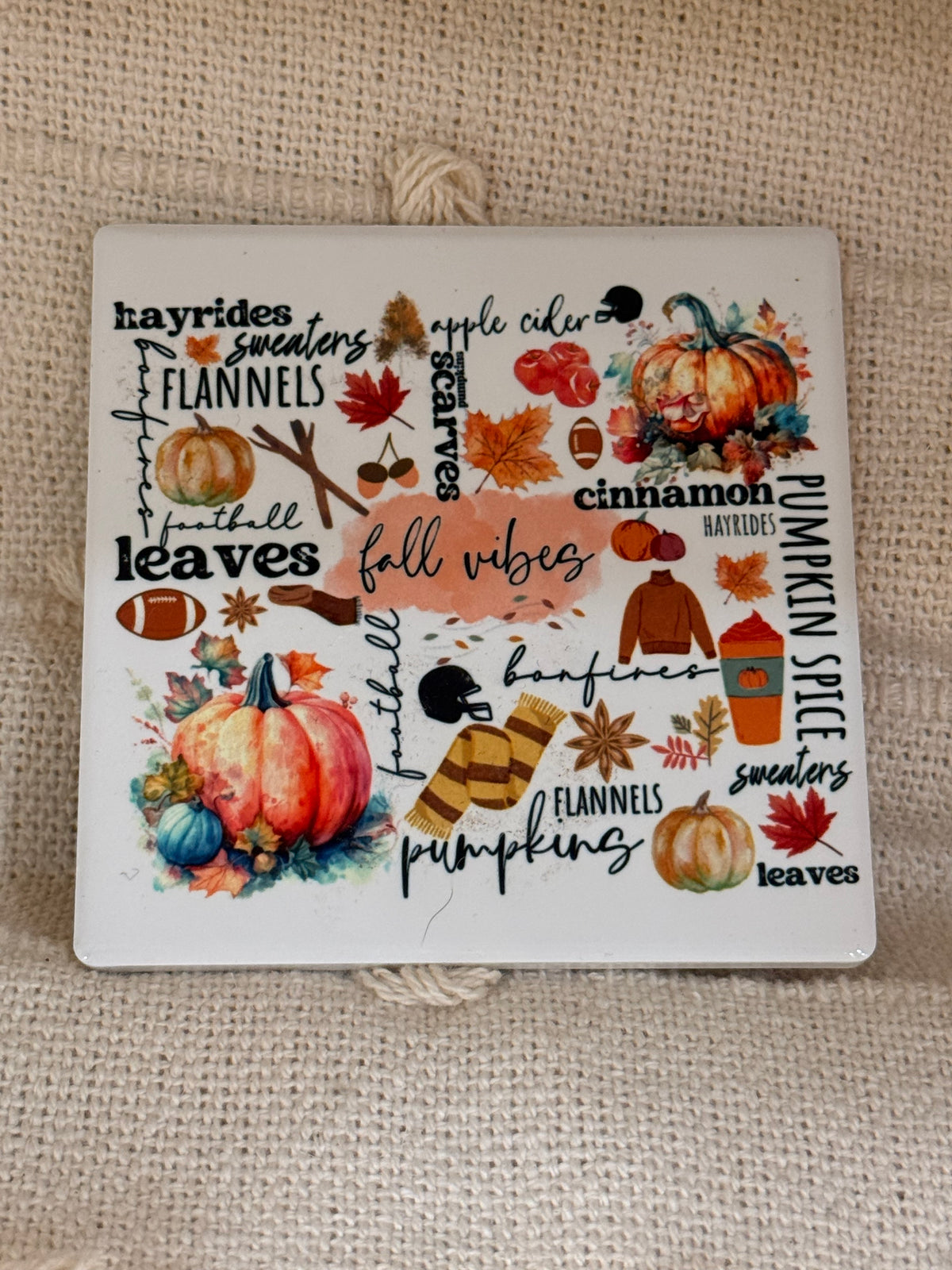 Fall Vibes Ceramic Coaster