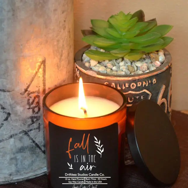 Fall is in the Air - Apple Cider Donut Soy Wax Glass Candles - Fall Decor