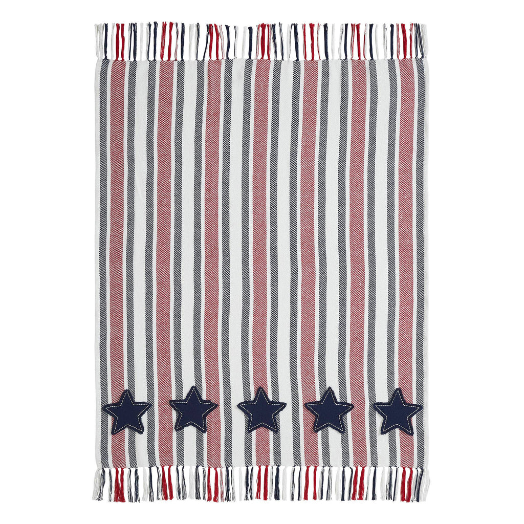 Americana Red White Blue Stripe Throw Blanket 50x60
