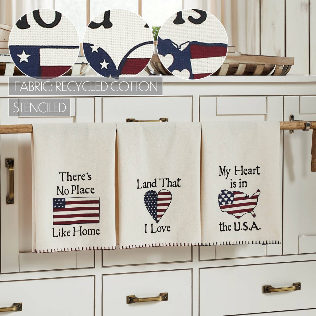 The Land That I Love Americana Tea Towel Set of 3 16x28