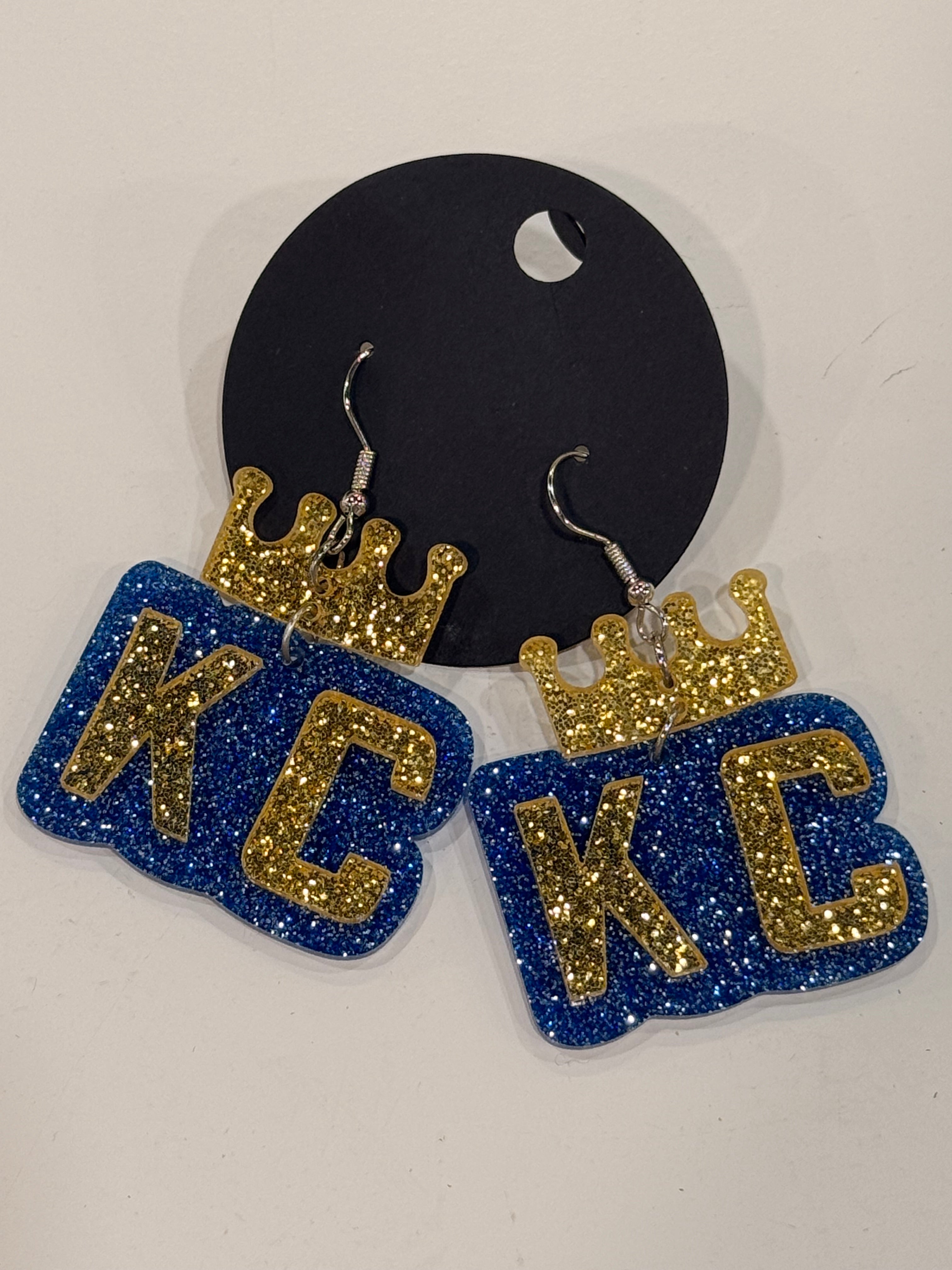 KC Royals Glitter Gold Crown Earrings