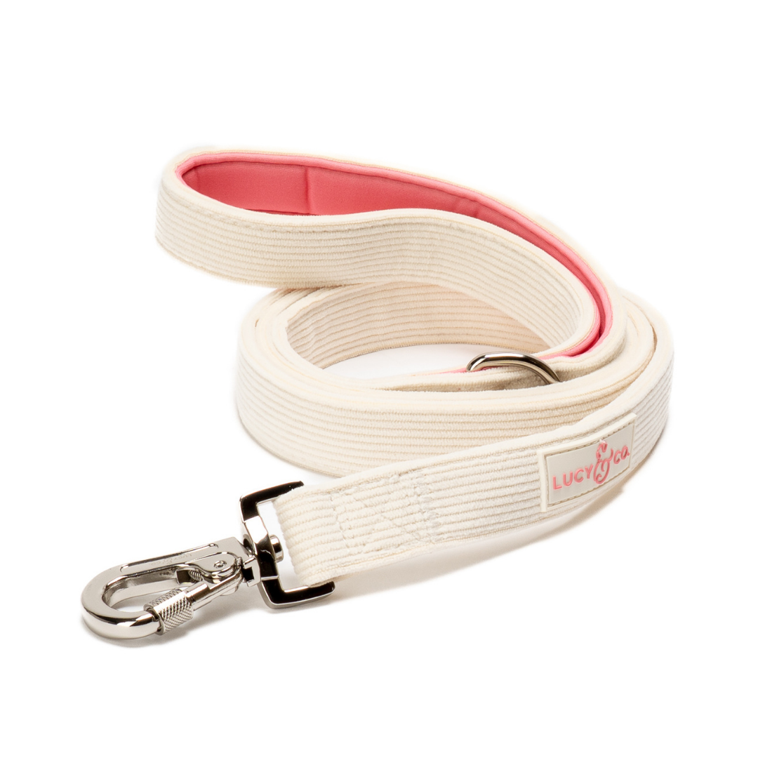 Ivory Corduroy Dog Leash