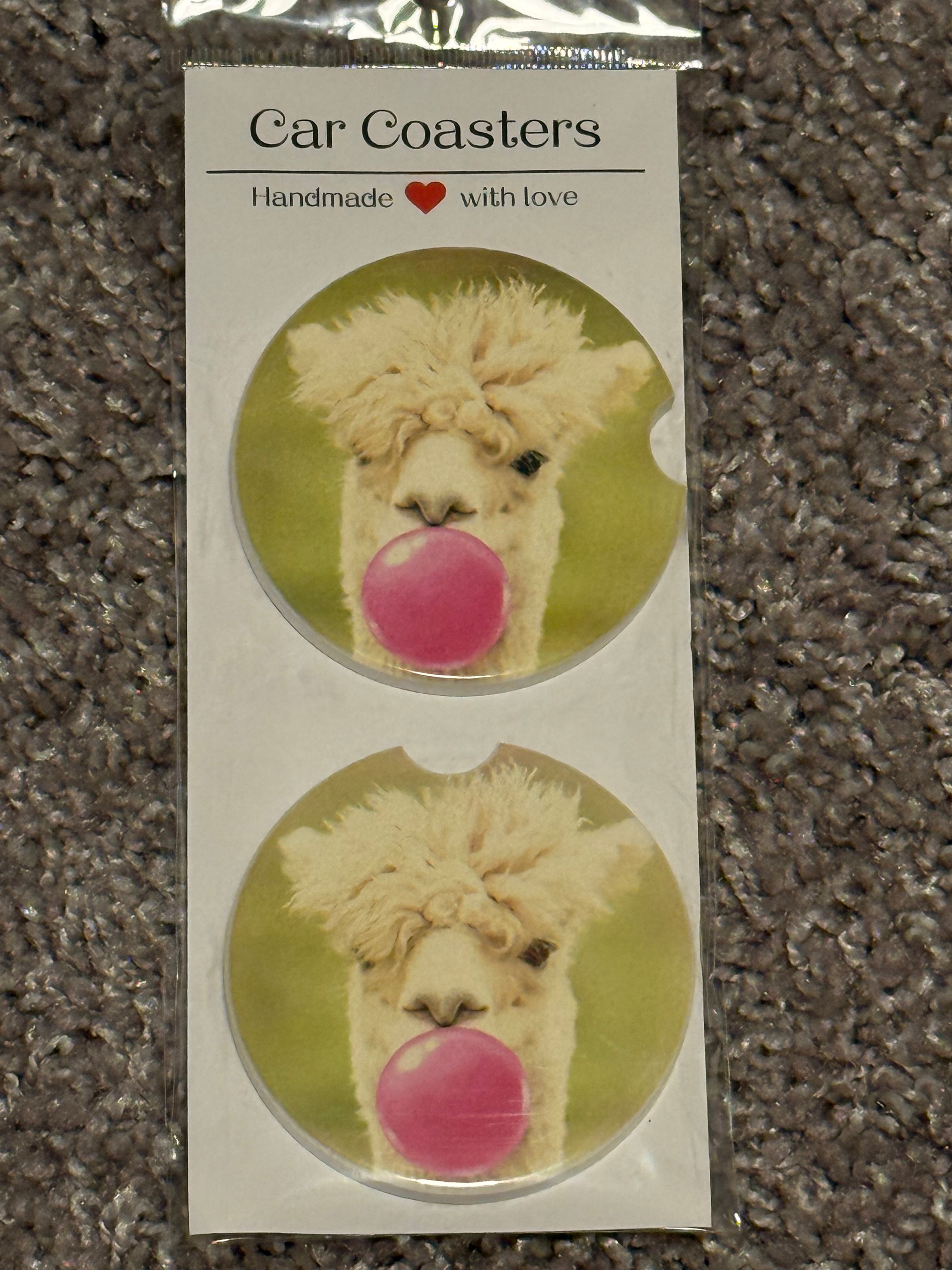 Llama Blowing Bubble Car Coaster