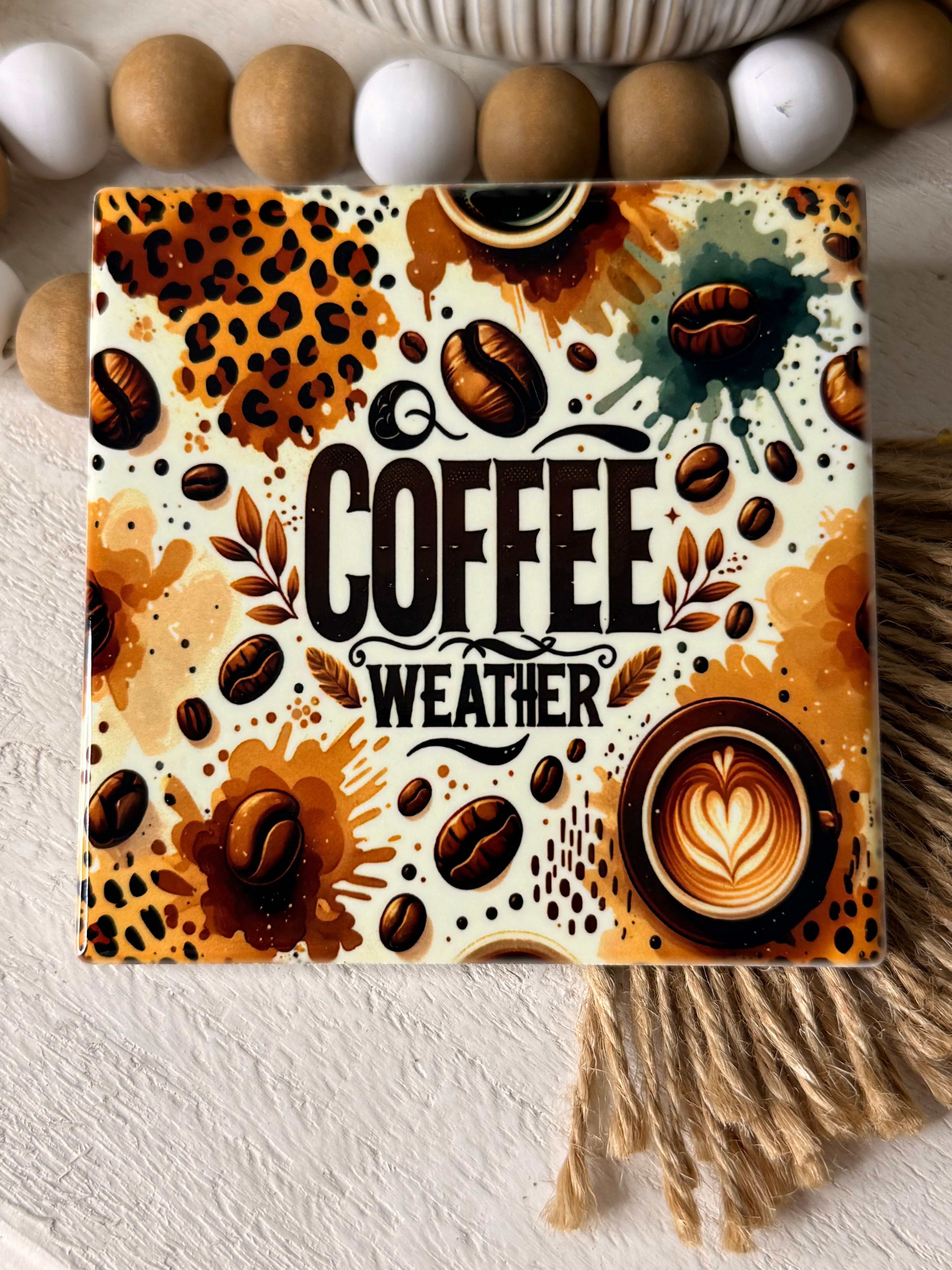Coffee Weather Ceramic Coaster