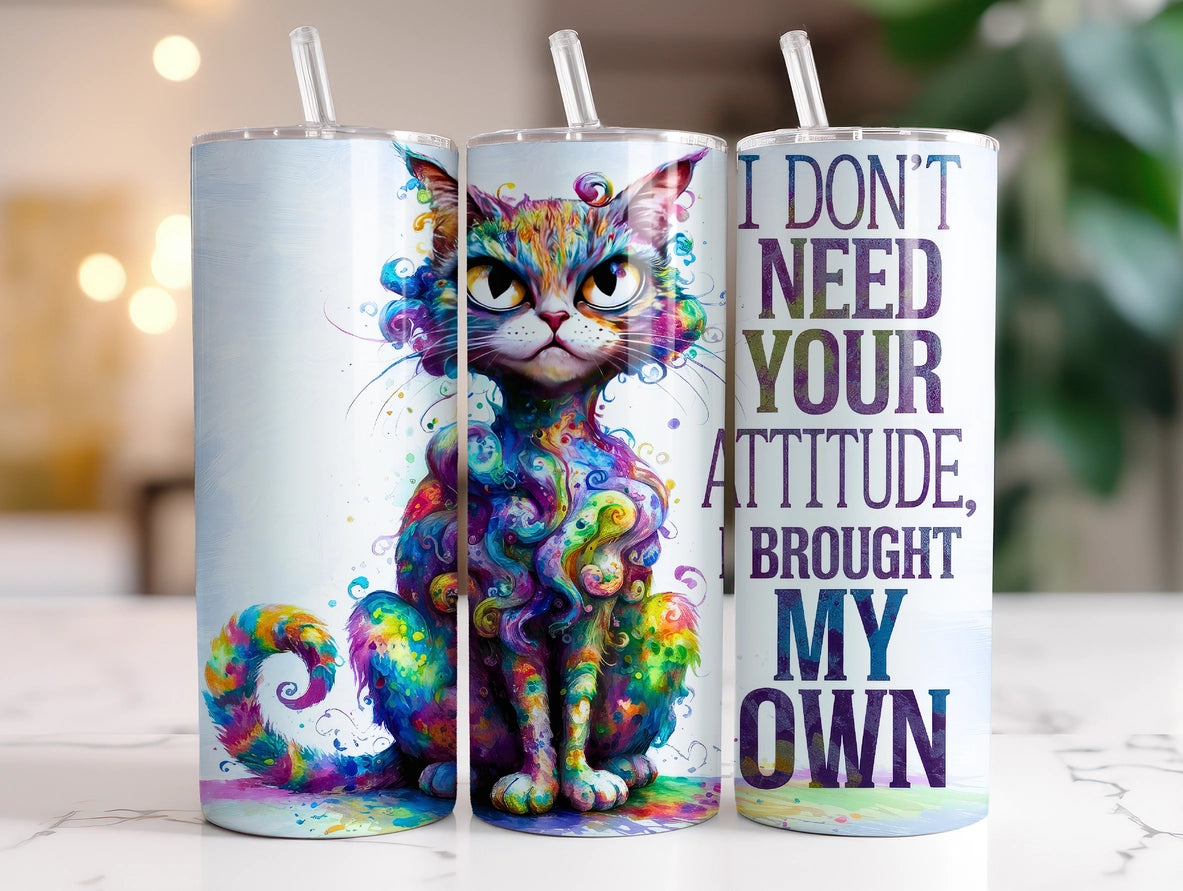 Cat Attitude 20oz Skinny Tumbler