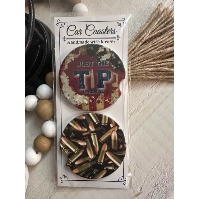 Just the Tip & Brass Ceramic Car Coaster