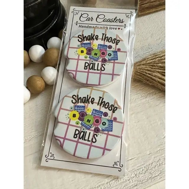 Shake Those Balls - Bingo Ceramic Car Coaster