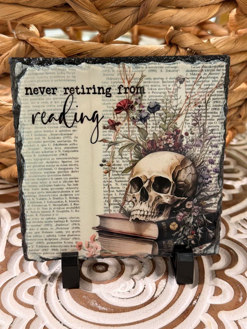 Never Retiring from Reading Slate Picture Decor