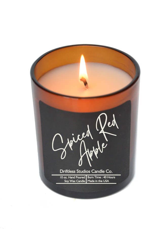 Spiced Red Apple Soy Candle -10oz Jar With Lid Black Label